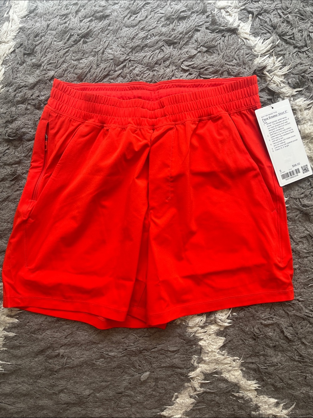 Lululemon pace breaker short. 5”. Mens size small. Cherry Ember. CRYE. New.